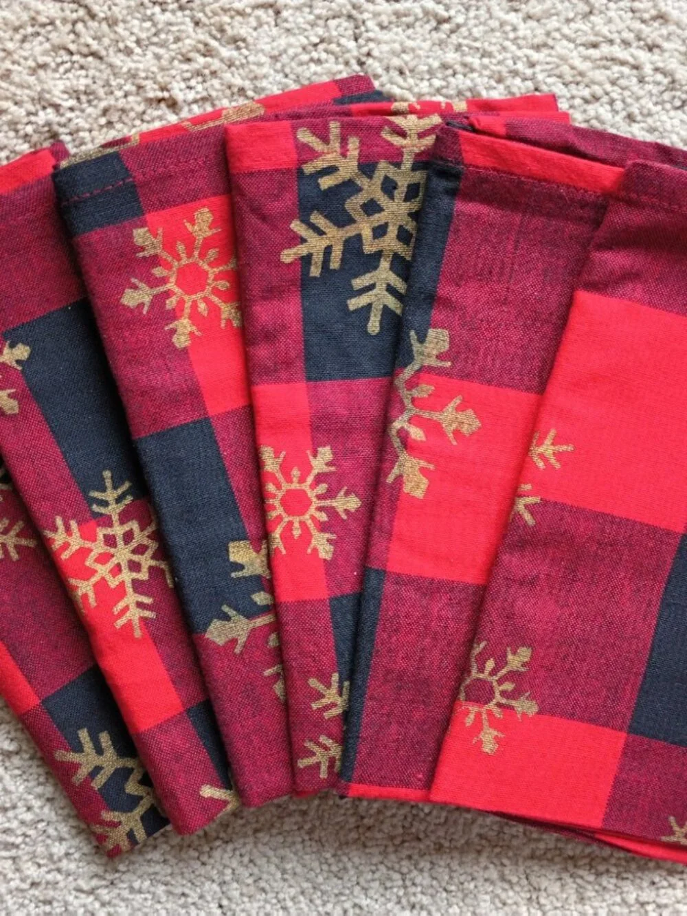 Ridgefield Home Christmas Red Black Buffalo Plaid Placemats & Napkins Set of 8